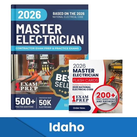 2026 Idaho Master Electrician Exam Prep and Study Guide + Flash Card Combo: 12 Practice Exams +2 Full Final Exams: Trusted by 50k Electricians