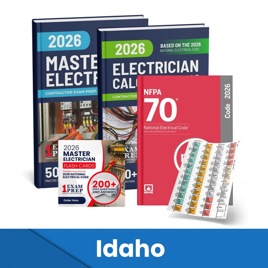 2026 Idaho Master Electrician + Electrician Calculations Study Guides + Flash Cards & National Electrical Code + Tabs Super Combo (Based on the 2026 NEC)