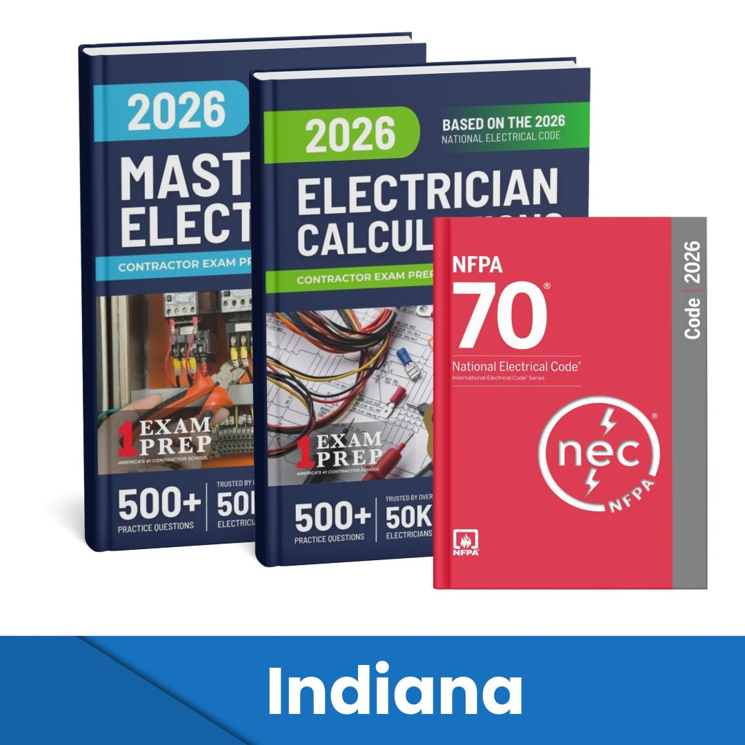 2026 Indiana Master Electrician + Electrician Calculations Study Guides & National Electrical Code Combo (Based on the 2026 NEC)