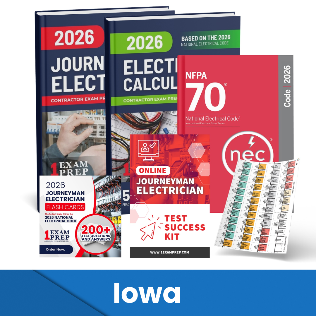 2026 Iowa Journeyman Electrician Exam Prep Study Guides & Code Book Ultimate Combo (Based on the 2026 NEC)