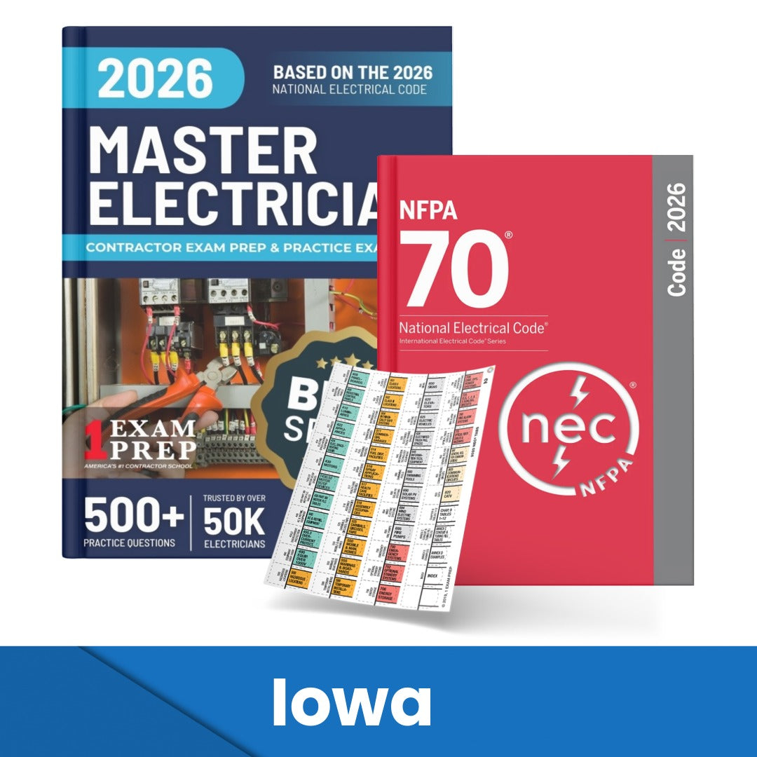 2026 Iowa Master Electrician Study Guide & National Electrical Code Combo with Tabs (Based on the 2026 NEC)