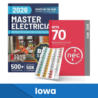 2026 Iowa Master Electrician Study Guide & National Electrical Code Combo with Tabs (Based on the 2026 NEC)