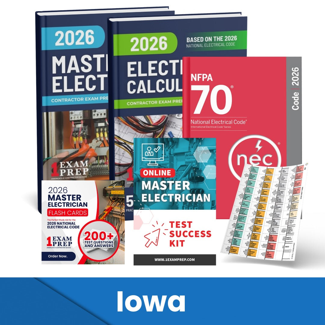 2026 Iowa Master Electrician Exam Prep Study Guides & Code Book Ultimate Combo (Based on the 2026 NEC)