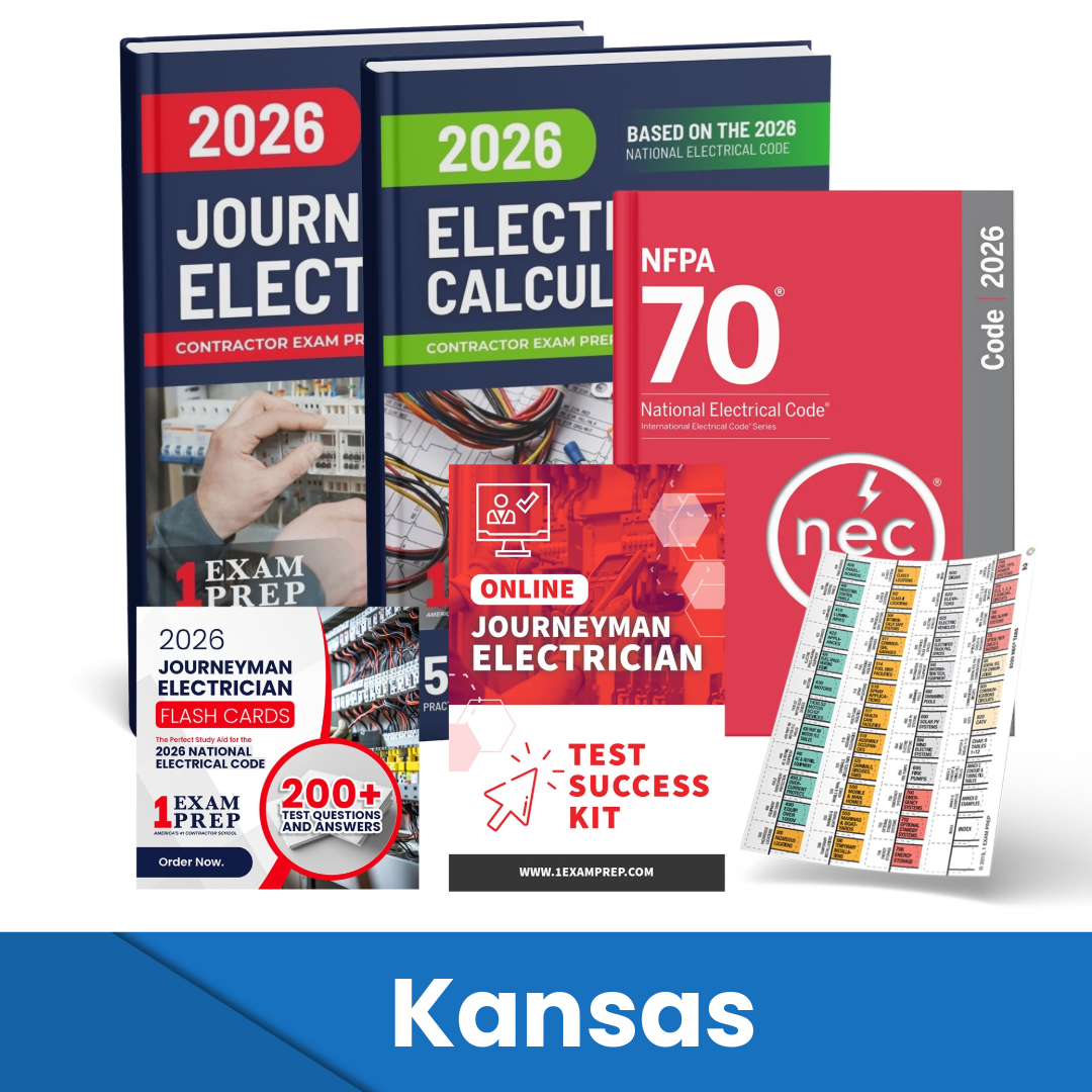 2026 Kansas Journeyman Electrician Exam Prep Study Guides & Code Book Ultimate Combo (Based on the 2026 NEC)