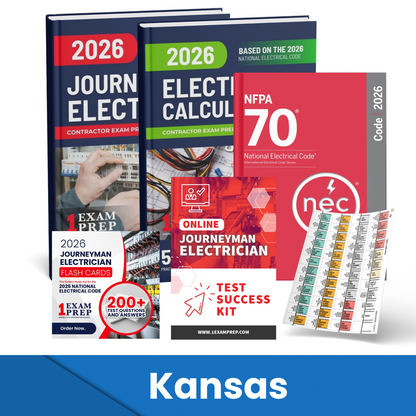 2026 Kansas Journeyman Electrician Exam Prep Study Guides & Code Book Ultimate Combo (Based on the 2026 NEC)