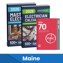 Load image into Gallery viewer, 2026 Maine Master Electrician + Electrician Calculations Study Guides &amp; National Electrical Code Combo (Based on the 2026 NEC)
