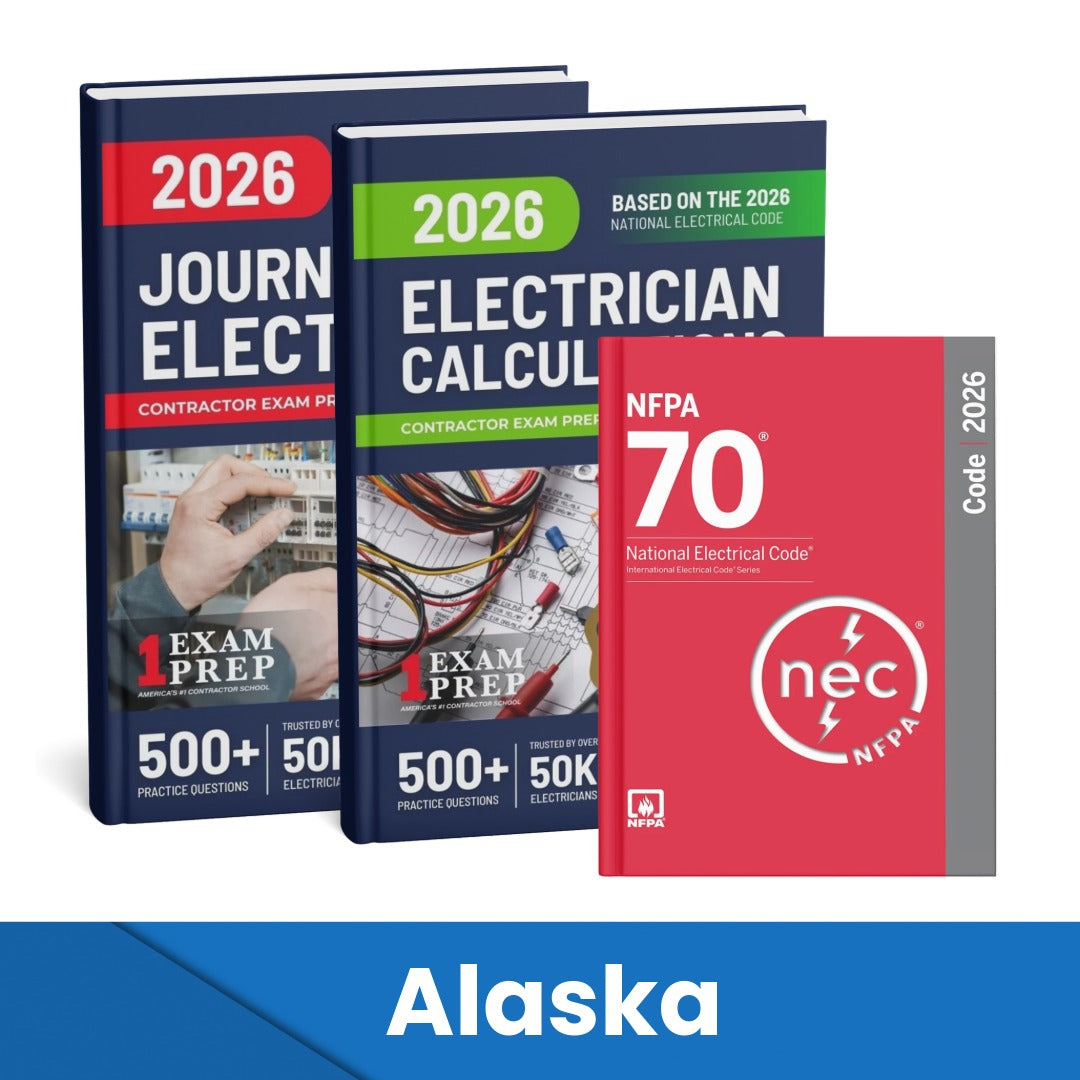 2026 Alaska Journeyman Electrician + Electrician Calculations Study Guides & National Electrical Code Combo (Based on the 2026 NEC)