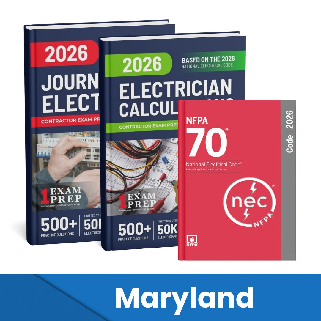 2026 Maryland Journeyman Electrician + Electrician Calculations Study Guides & National Electrical Code Combo (Based on the 2026 NEC)