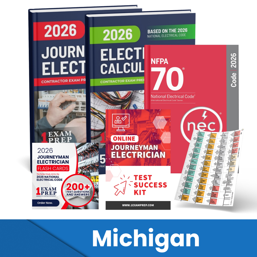 2026 Michigan Journeyman Electrician Exam Prep Study Guides & Code Book Ultimate Combo (Based on the 2026 NEC)