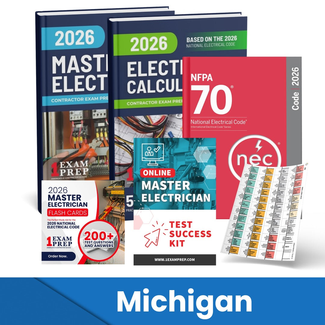 2026 Michigan Master Electrician Exam Prep Study Guides & Code Book Ultimate Combo (Based on the 2026 NEC)