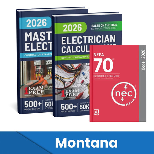2026 Montana Master Electrician + Electrician Calculations Study Guides & National Electrical Code Combo (Based on the 2026 NEC)