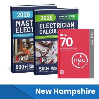 2026 New Hampshire Master Electrician + Electrician Calculations Study Guides & National Electrical Code Combo (Based on the 2026 NEC)