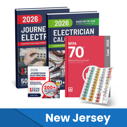 2026 New Jersey Journeyman Electrician + Electrician Calculations Study Guides + Flash Cards & National Electrical Code + Tabs Super Combo (Based on the 2026 NEC)