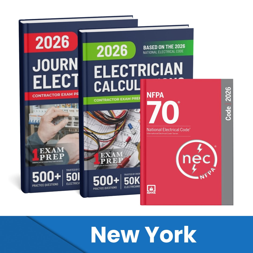 2026 New York Journeyman Electrician + Electrician Calculations Study Guides & National Electrical Code Combo (Based on the 2026 NEC)