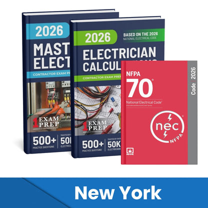 2026 New York Master Electrician + Electrician Calculations Study Guides & National Electrical Code Combo (Based on the 2026 NEC)