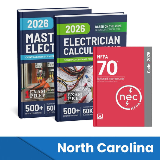 2026 North Carolina Master Electrician + Electrician Calculations Study Guides & National Electrical Code Combo (Based on the 2026 NEC)
