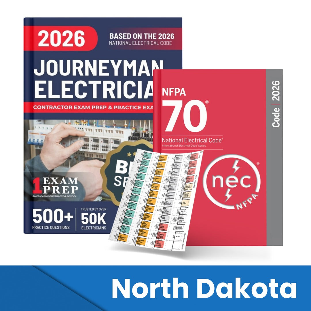 2026 North Dakota Journeyman Electrician Study Guide & National Electrical Code Combo with Tabs (Based on the 2026 NEC)