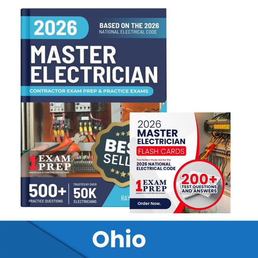 2026 Ohio Master Electrician Exam Prep and Study Guide + Flash Card Combo: 12 Practice Exams +2 Full Final Exams: Trusted by 50k Electricians