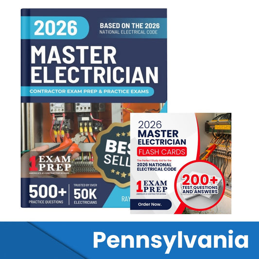 2026 Pennsylvania Master Electrician Exam Prep and Study Guide + Flash Card Combo: 12 Practice Exams +2 Full Final Exams: Trusted by 50k Electricians