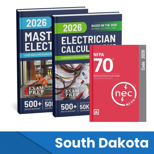 2026 South Dakota Master Electrician + Electrician Calculations Study Guides & National Electrical Code Combo (Based on the 2026 NEC)
