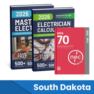 2026 South Dakota Master Electrician + Electrician Calculations Study Guides & National Electrical Code Combo (Based on the 2026 NEC)