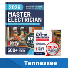 Load image into Gallery viewer, 2026 Tennessee Master Electrician Exam Prep and Study Guide + Flash Card Combo: 12 Practice Exams +2 Full Final Exams: Trusted by 50k Electricians
