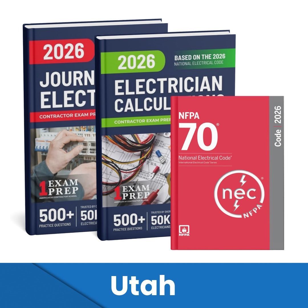 2026 Utah Journeyman Electrician + Electrician Calculations Study Guides & National Electrical Code Combo (Based on the 2026 NEC)