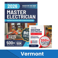 2026 Vermont Master Electrician Exam Prep and Study Guide + Flash Card Combo: 12 Practice Exams +2 Full Final Exams: Trusted by 50k Electricians