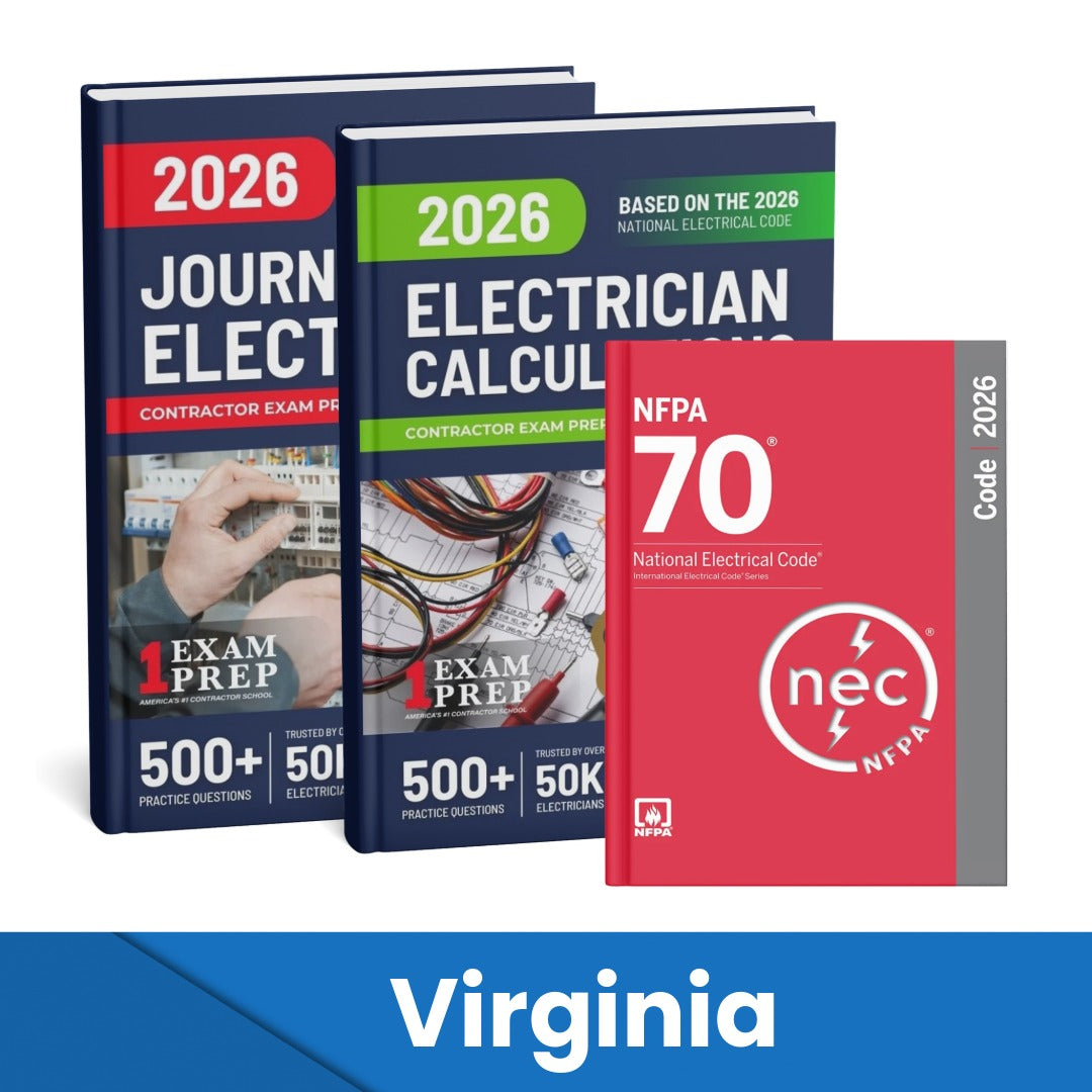 2026 Virginia Journeyman Electrician + Electrician Calculations Study Guides & National Electrical Code Combo (Based on the 2026 NEC)