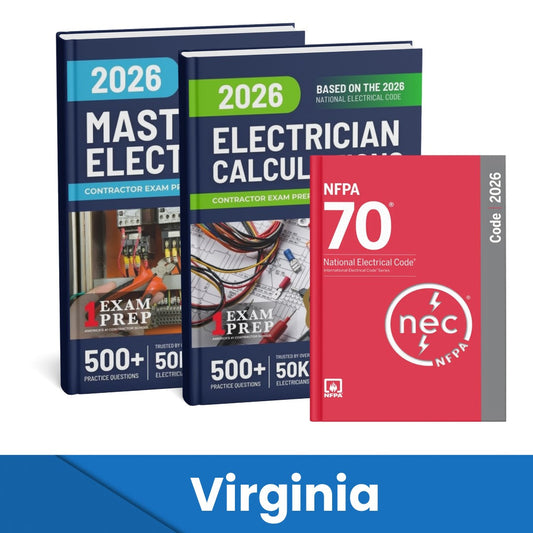 2026 Virginia Master Electrician + Electrician Calculations Study Guides & National Electrical Code Combo (Based on the 2026 NEC)