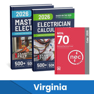 2026 Virginia Master Electrician + Electrician Calculations Study Guides & National Electrical Code Combo (Based on the 2026 NEC)