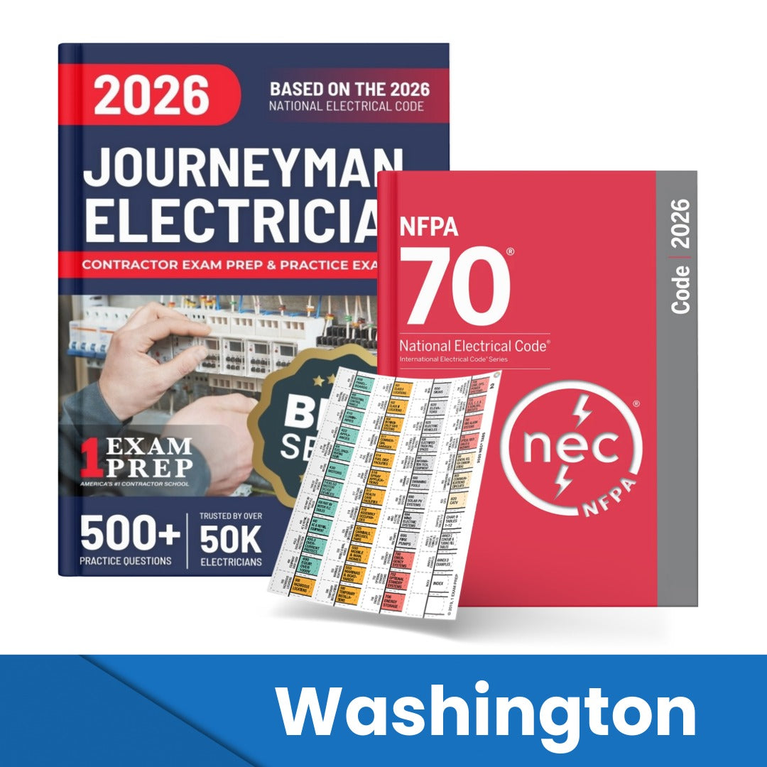 2026 Washington Journeyman Electrician Study Guide & National Electrical Code Combo with Tabs (Based on the 2026 NEC)