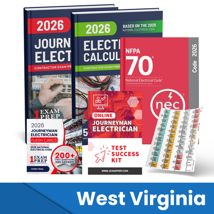 2026 West Virginia Journeyman Electrician Exam Prep Study Guides & Code Book Ultimate Combo (Based on the 2026 NEC)