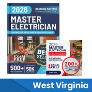 2026 West Virginia Master Electrician Exam Prep and Study Guide + Flash Card Combo: 12 Practice Exams +2 Full Final Exams: Trusted by 50k Electricians