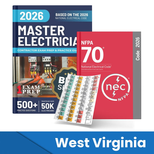 2026 West Virginia Master Electrician Study Guide & National Electrical Code Combo with Tabs (Based on the 2026 NEC)