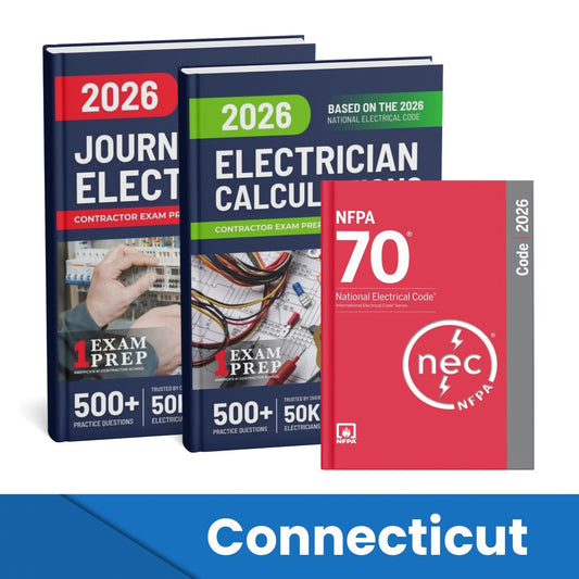 2026 Connecticut Journeyman Electrician + Electrician Calculations Study Guides & National Electrical Code Combo (Based on the 2026 NEC)
