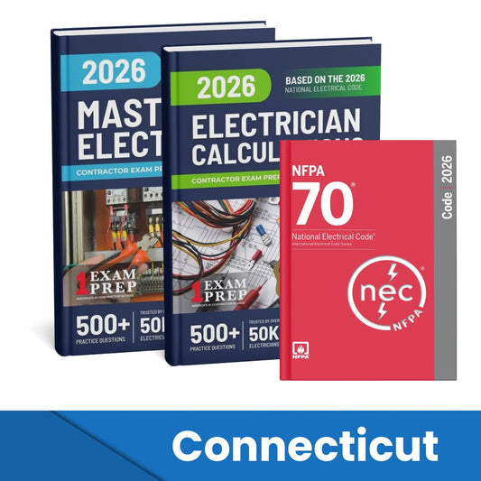 2026 Connecticut Master Electrician + Electrician Calculations Study Guides & National Electrical Code Combo (Based on the 2026 NEC)