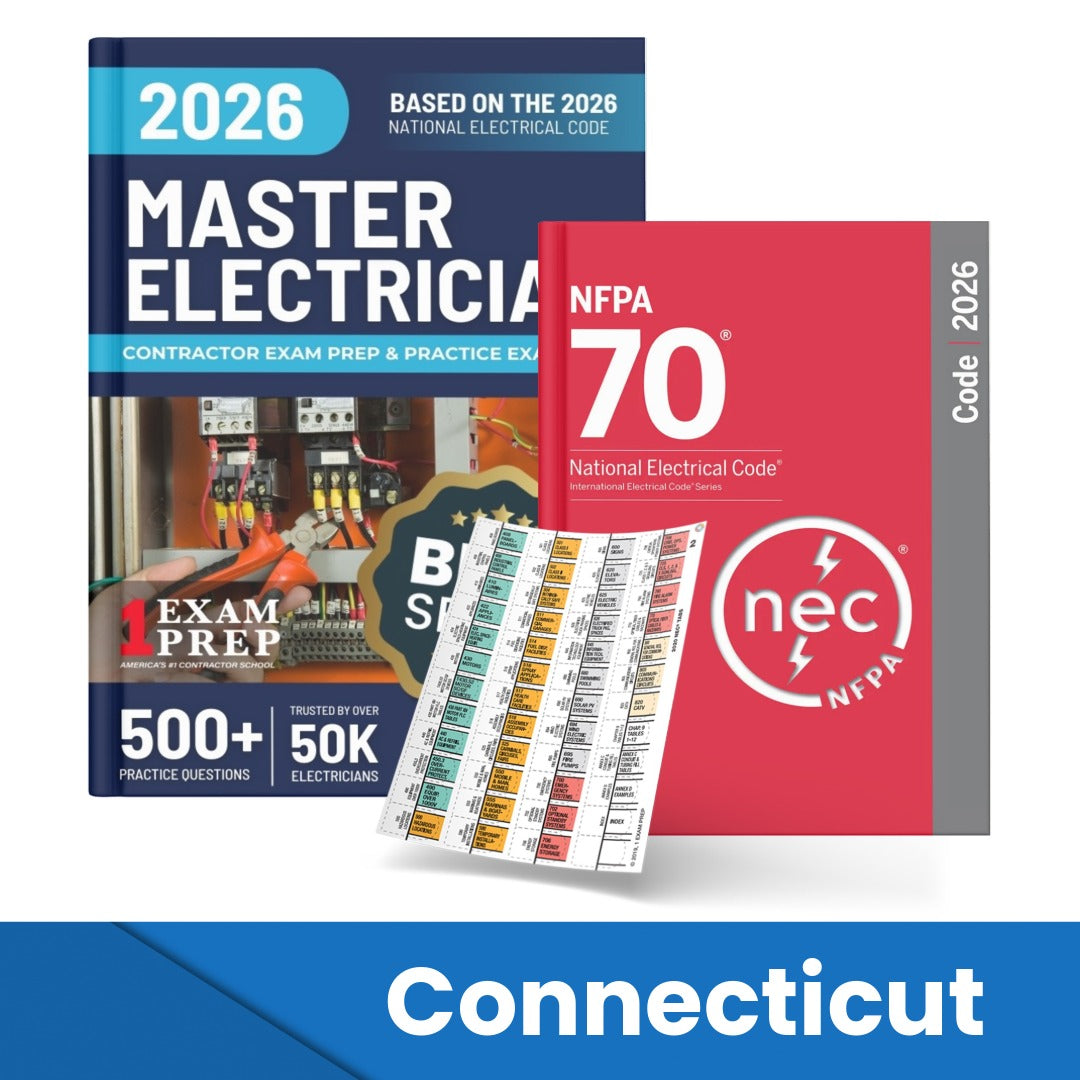 2026 Connecticut Master Electrician Study Guide & National Electrical Code Combo with Tabs (Based on the 2026 NEC)