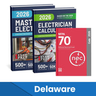 2026 Delaware Master Electrician + Electrician Calculations Study Guides & National Electrical Code Combo (Based on the 2026 NEC)