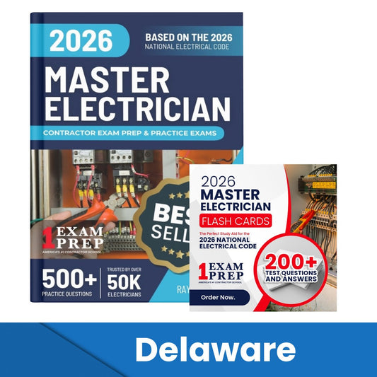 2026 Delaware Master Electrician Exam Prep and Study Guide + Flash Card Combo: 12 Practice Exams +2 Full Final Exams: Trusted by 50k Electricians