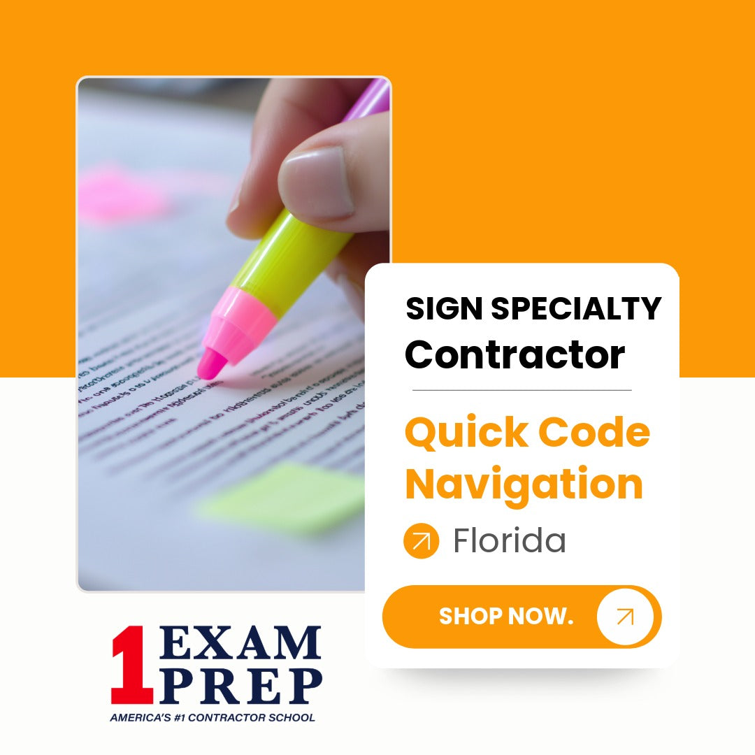 Florida Sign Specialty Contractor Exam Quick Code Navigation Tabs