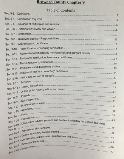 Broward County Code, Chapter 9 - Contractors, 2014