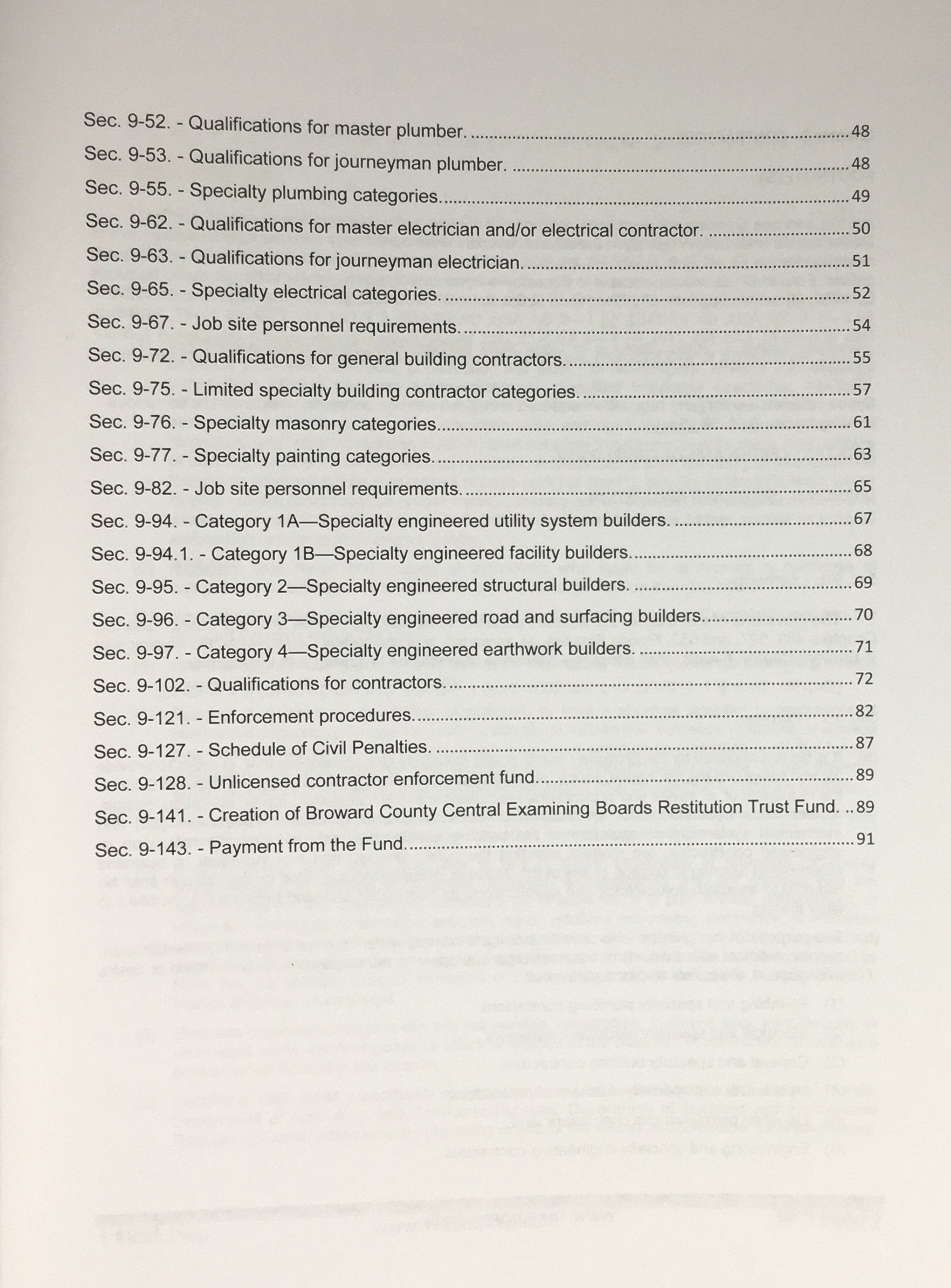Broward County Code, Chapter 9 - Contractors, 2014