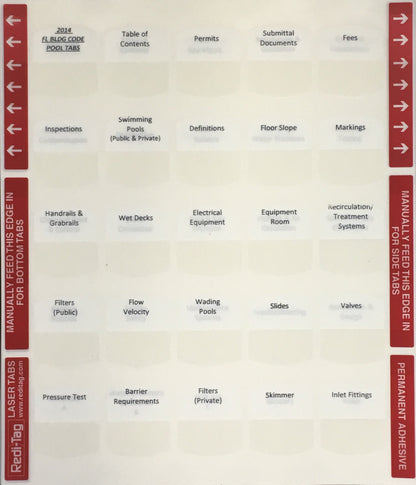 Florida Residential Pool Contractor Exam; Pre-Printed Tabs (Tabs Only)