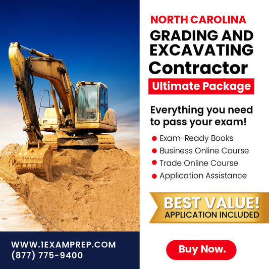 North Carolina Grading and Excavating Contractor Exam Ultimate Package
