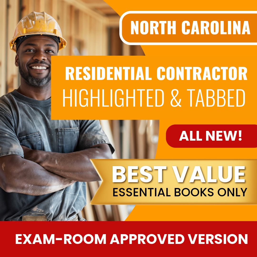 North Carolina Residential Contractor Highlighted & Tabbed Books Allowed into Exam Package
