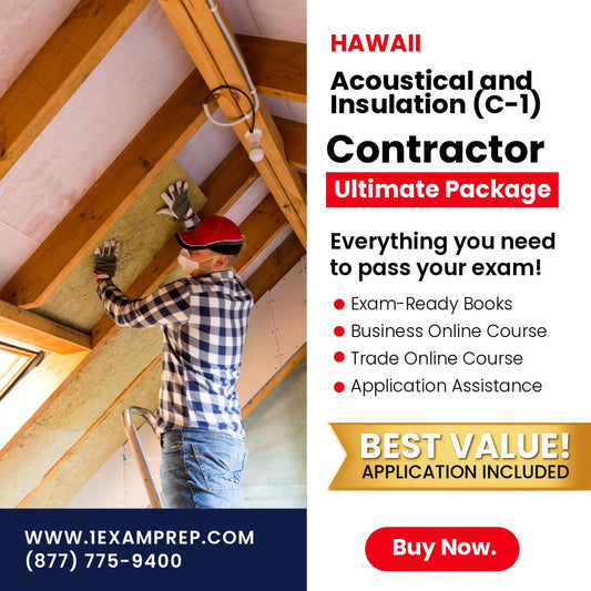 Hawaii Acoustical and Insulation Contractor (C-1) Ultimate Exam Prep Rental Package