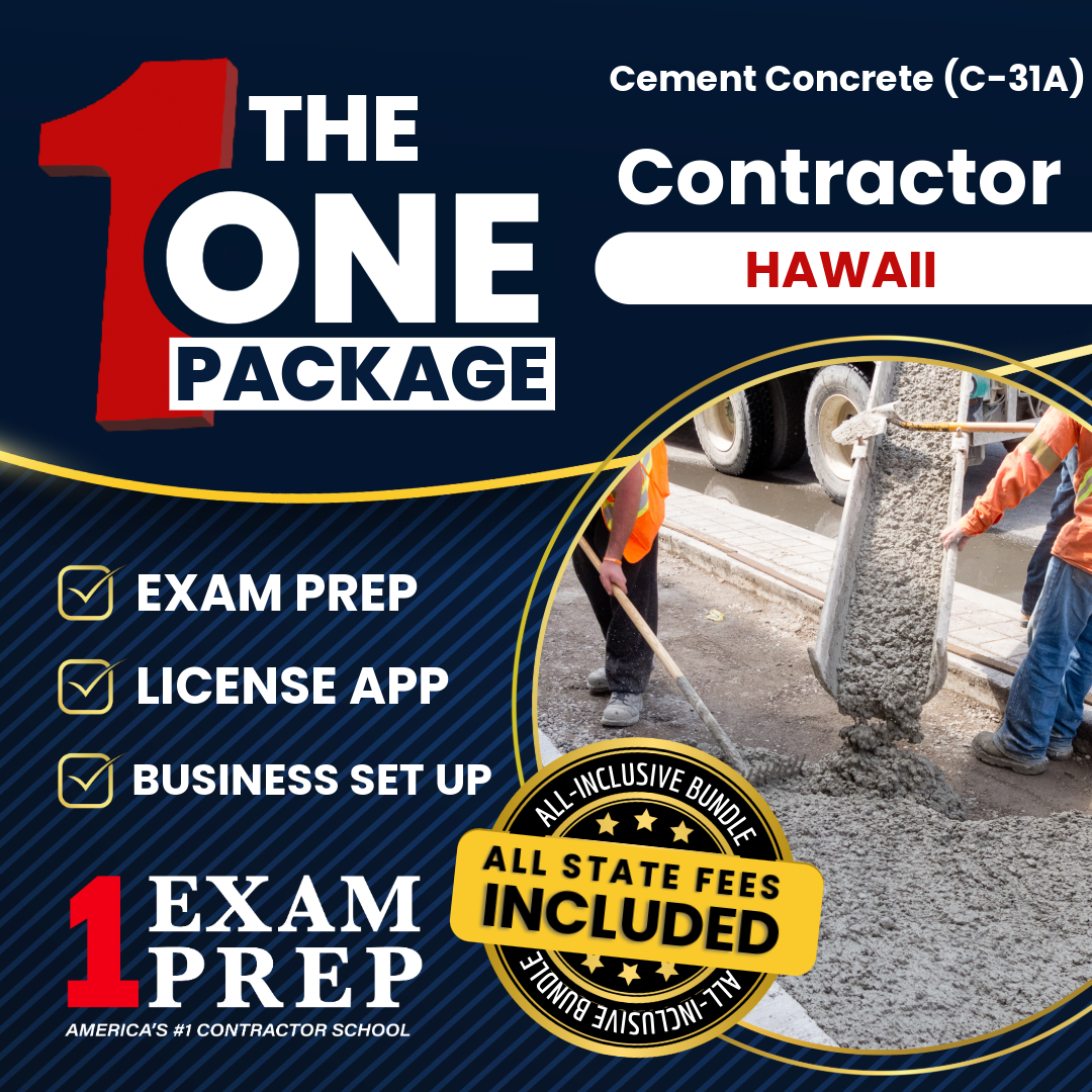 The 1 Package: All-Inclusive Hawaii Cement Concrete Contractor (C-31A) Exam, Licensing & Business Setup Solution