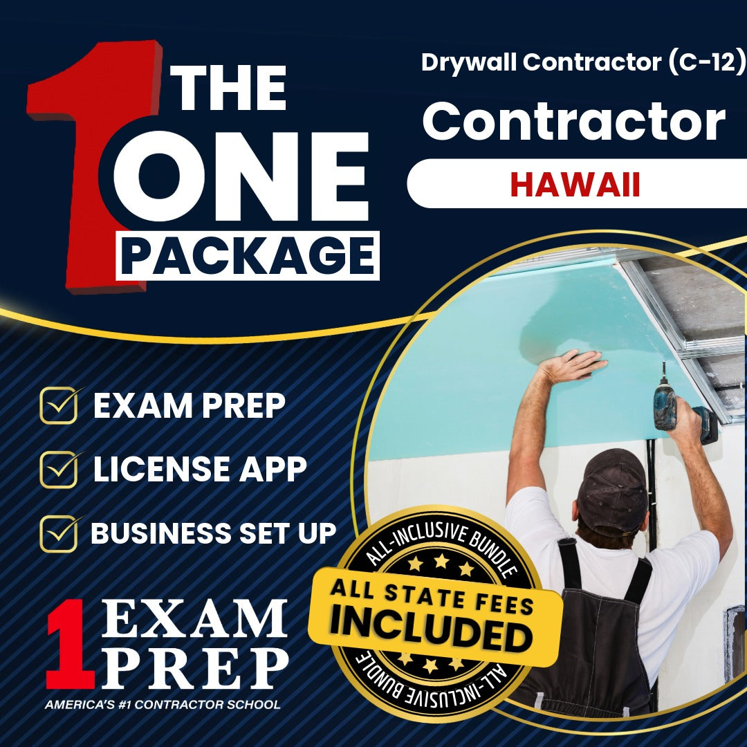 The 1 Package: All-Inclusive Hawaii Drywall Contractor (C-12) Exam, Licensing & Business Setup Solution