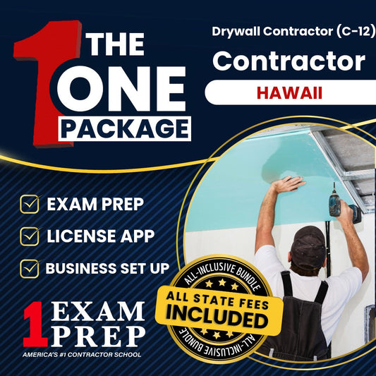 The 1 Package: All-Inclusive Hawaii Drywall Contractor (C-12) Exam, Licensing & Business Setup Solution